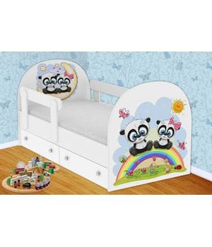 Детская кровать Панды с ящиками 