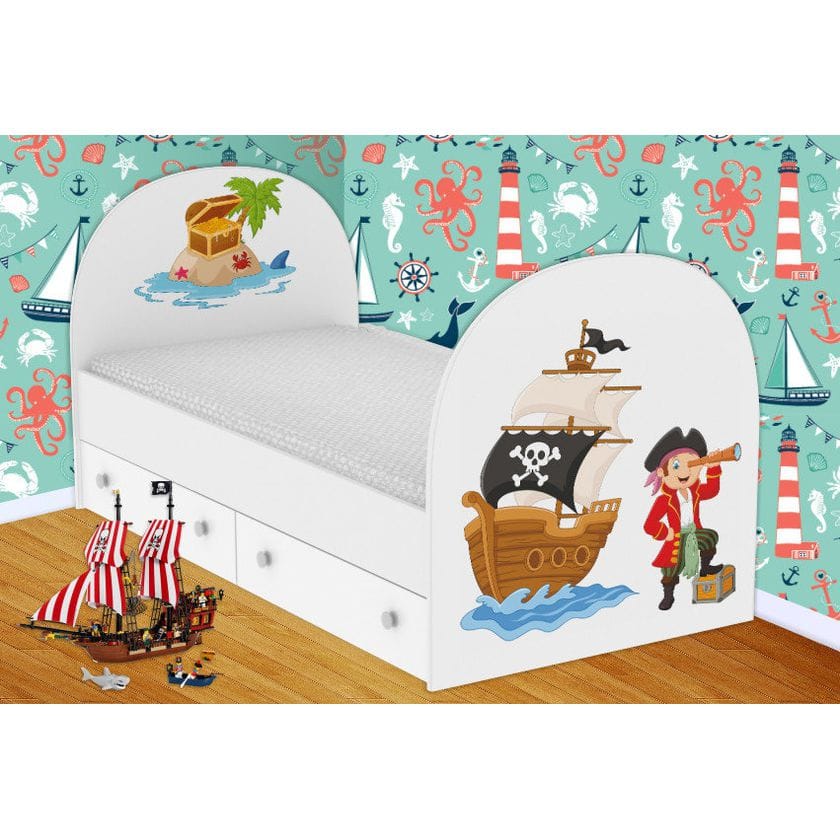 Детская кровать Пираты с ящиками