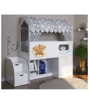 Кровать чердак Сказка с игровой зоной и шкафом