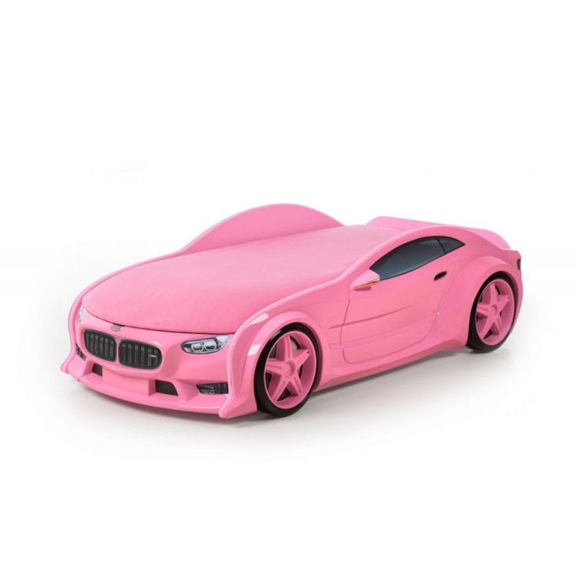 Кровать-машина объемная (3d) NEO БМВ розовый