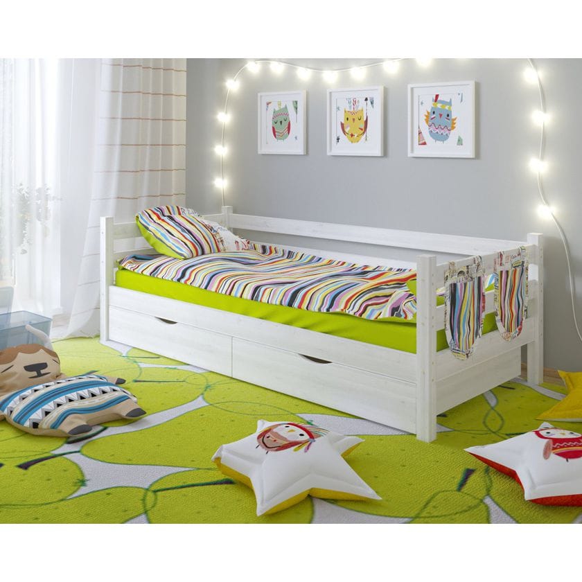 Детская кровать Сонечка одноярусная с задней защитой и ящиками