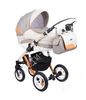 Коляска АДАМЕКС "ASPENA GRAND COLLECTION" 2в1 (бежевый+оранжевый) ORANGE+WHITE