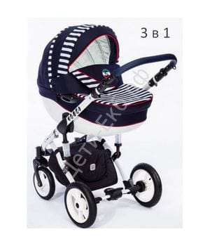Коляска 3в1 DPG Super Sailor New (тем.синие+белые полоски)