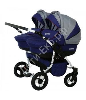Коляска для двойни Verdi Twin 2 в 1 (01 тем.синий+серый)